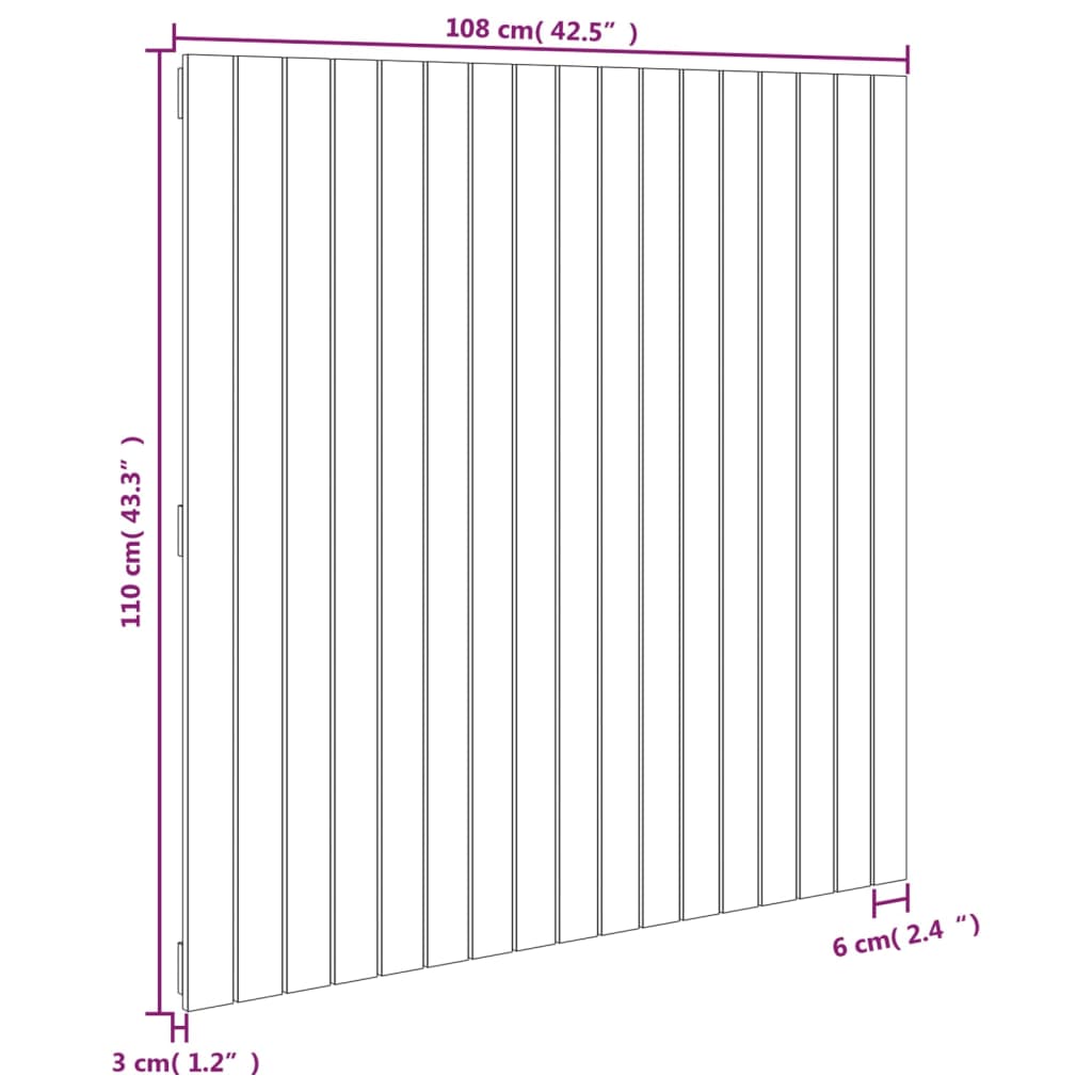 Wall Headboard Grey 108x3x110 cm Solid Pine