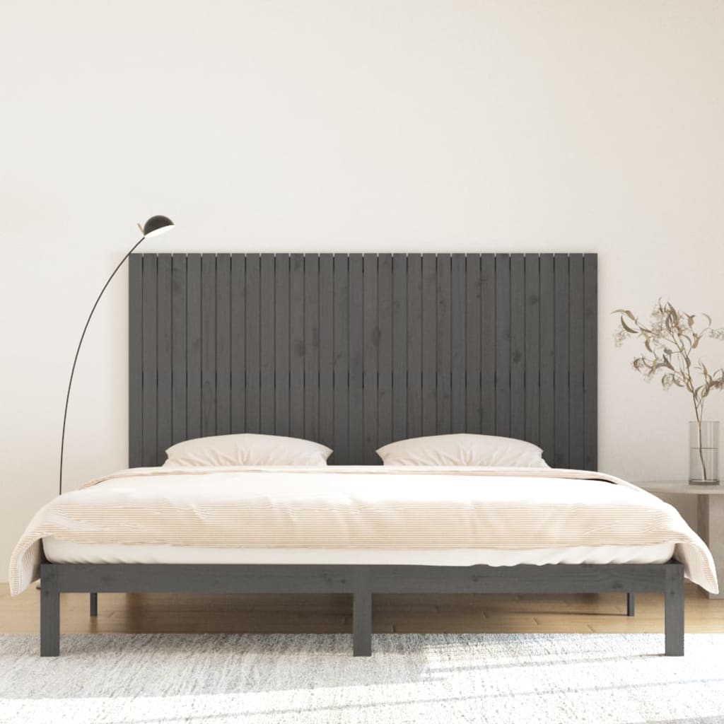 Wall Headboard Grey 204x3x110 cm Solid Pine