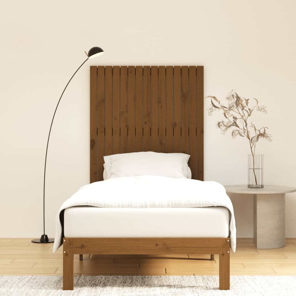 Wall headboard honey brown 95.5x3x110 cm solid pine
