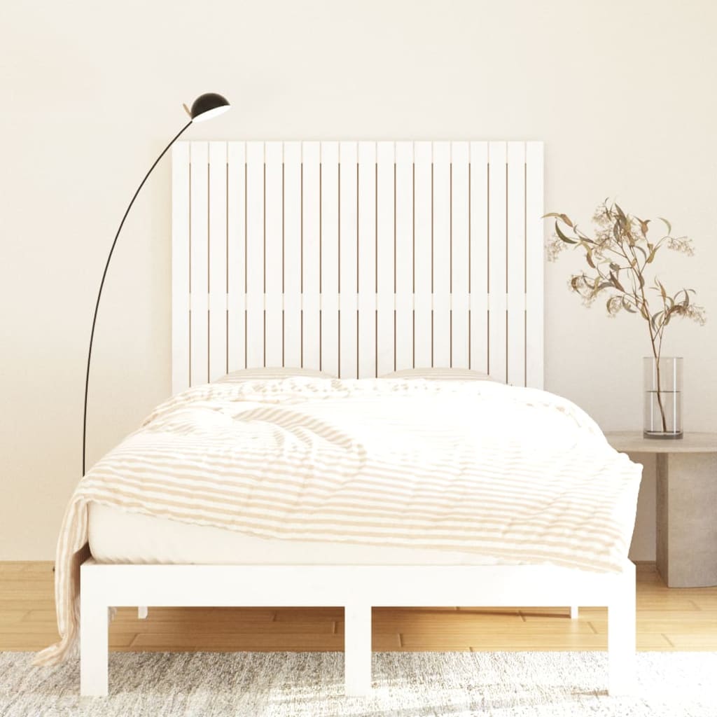 Wall Headboard White 127.5x3x110 cm Solid Pine