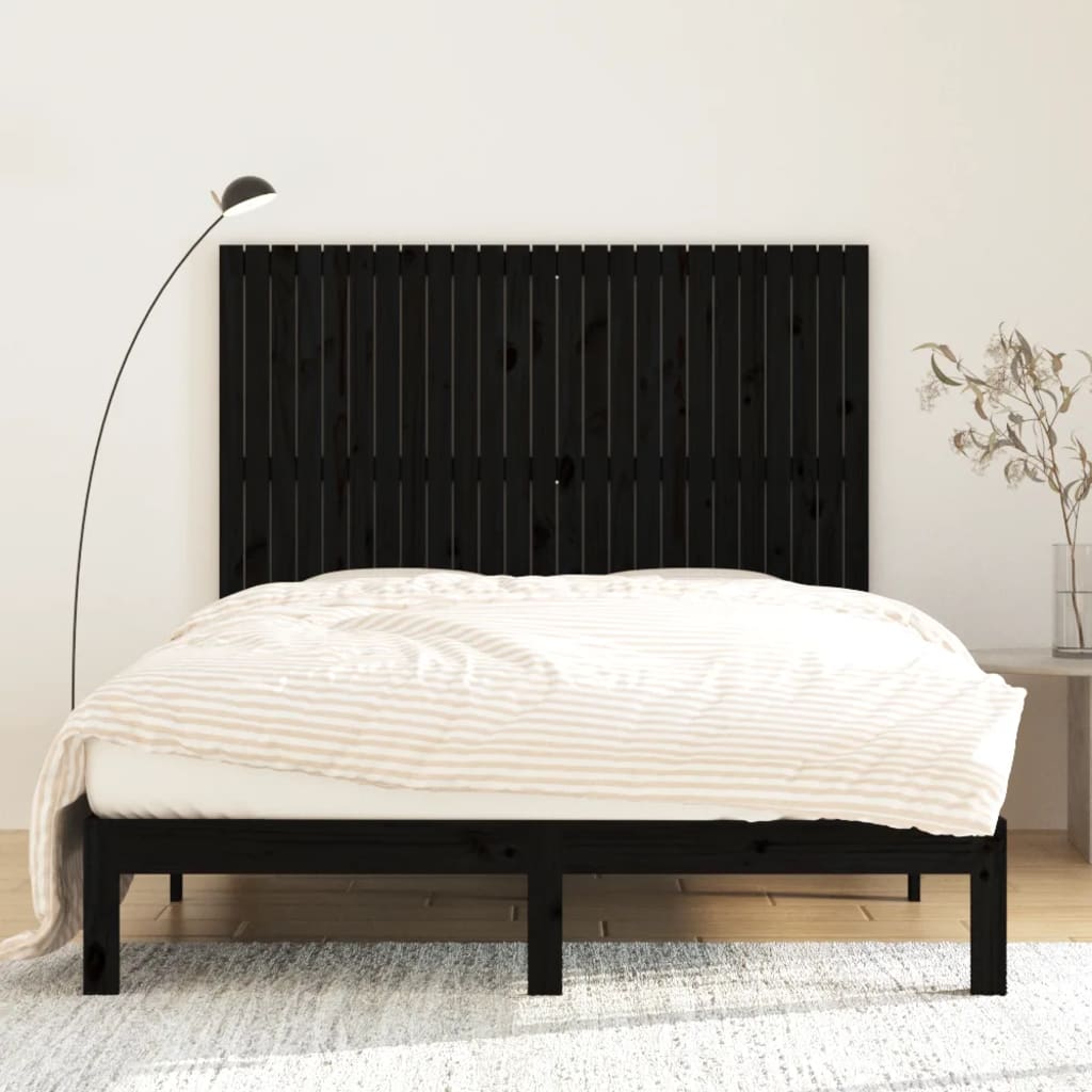 Wall Headboard Black 159.5x3x110 cm Solid Pine