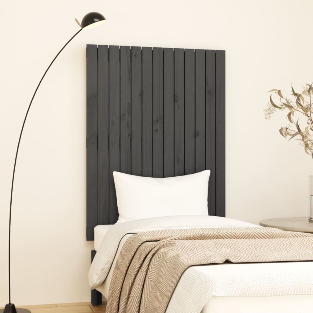 Wand-Kopfteil Grau 82,5x3x110 cm Massivholz Kiefer