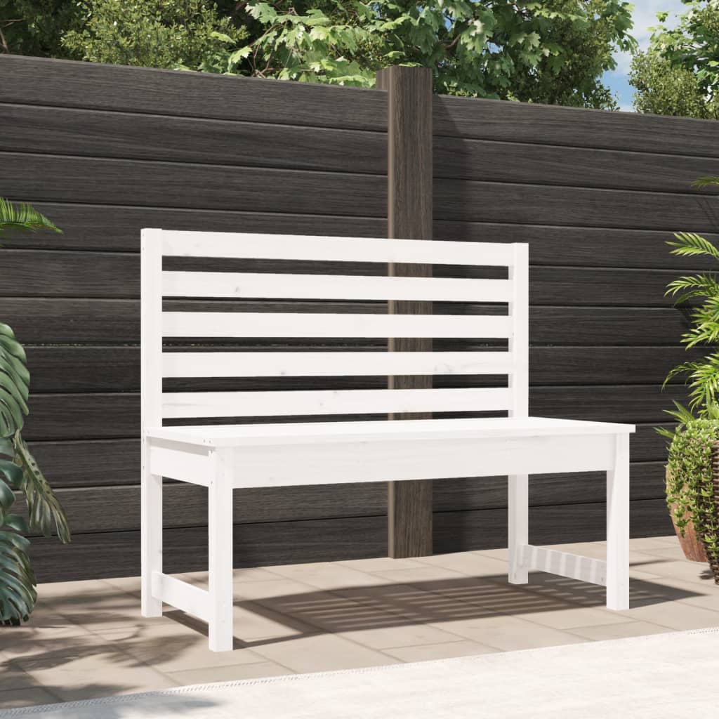 Garden Bench White 109 cm Solid Pine