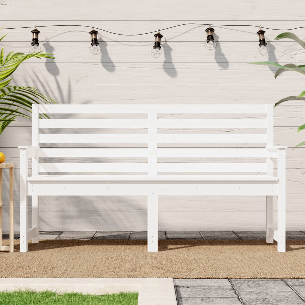 Garden Bench White 159.5x48x91.5 cm Solid Pine