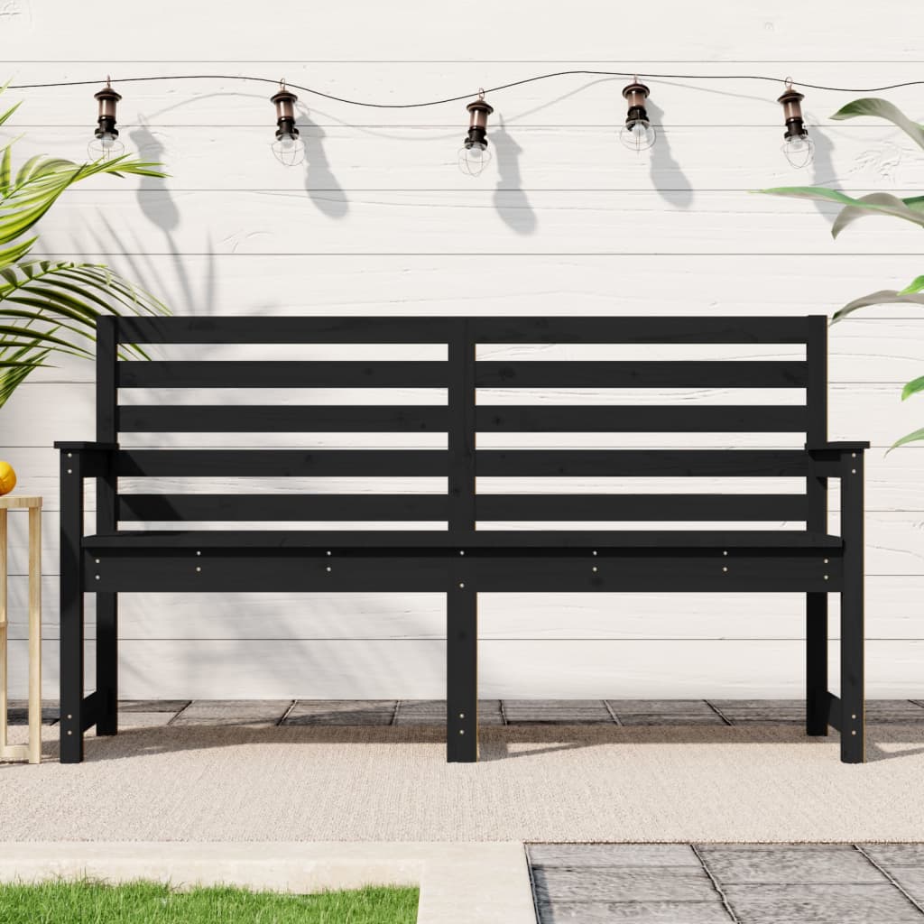 Garden Bench Black 159.5x48x91.5 cm Solid Pine