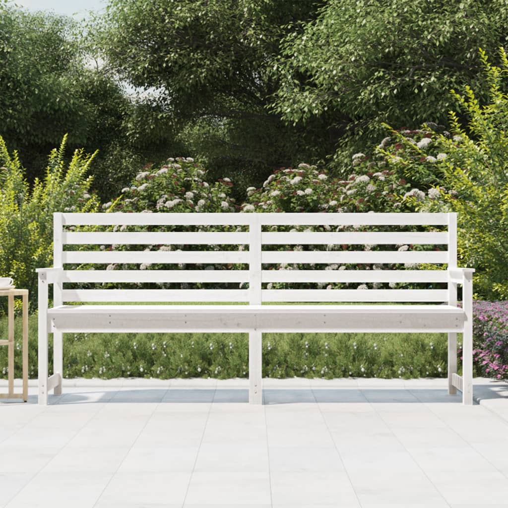 Garden Bench White 203.5x48x91.5 cm Solid Pine
