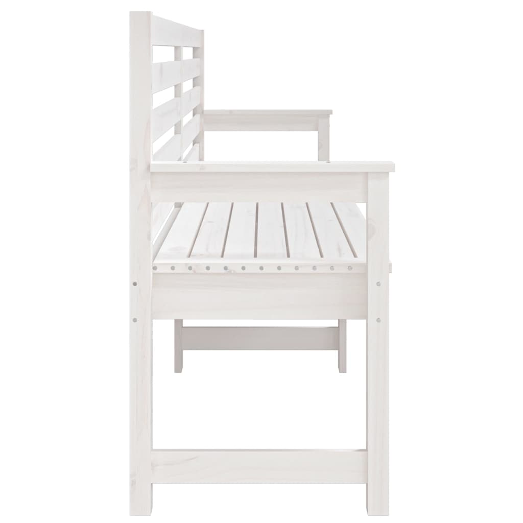 Garden Bench White 203.5x48x91.5 cm Solid Pine