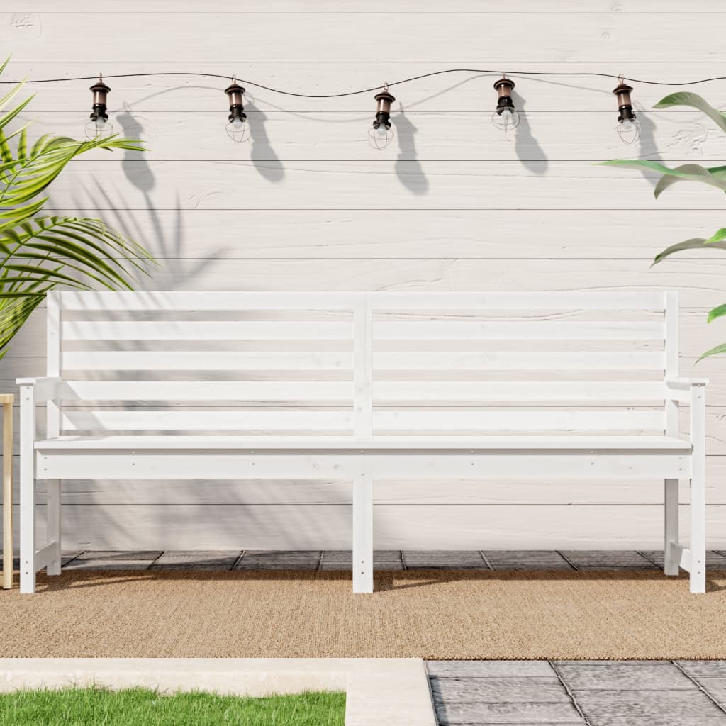 Garden Bench White 203.5x48x91.5 cm Solid Pine