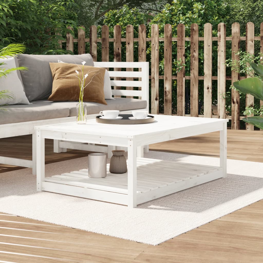 Garden Table White 121x82.5x45 cm Solid Pine