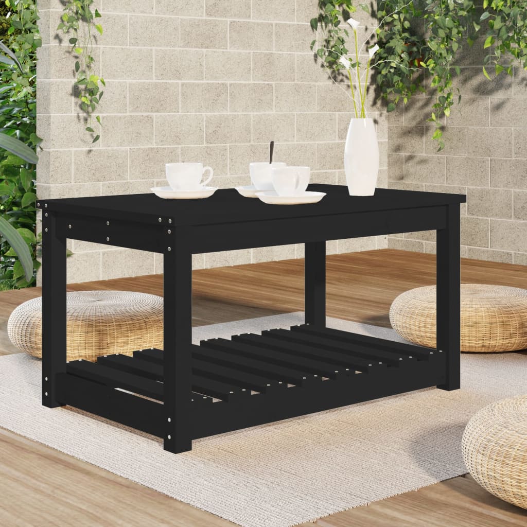 Garden Table Black 82.5x50.5x45 cm Solid Pine