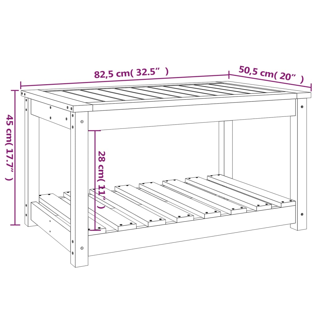 Garden Table Black 82.5x50.5x45 cm Solid Pine