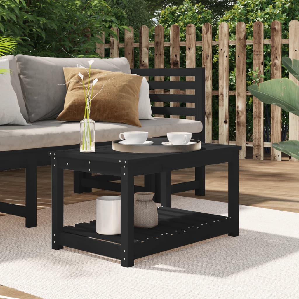 Garden Table Black 82.5x50.5x45 cm Solid Pine