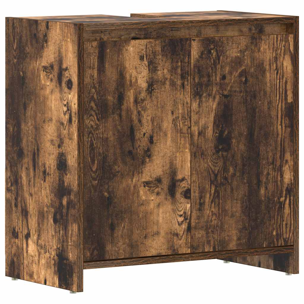 Bathroom cabinet smoked oak 60x33x61 cm made of wood material