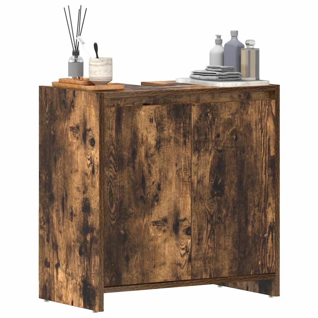 Bathroom cabinet smoked oak 60x33x61 cm made of wood material