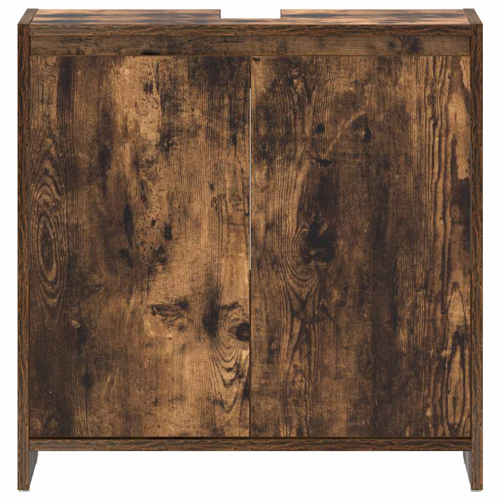 Bathroom cabinet smoked oak 60x33x61 cm made of wood material