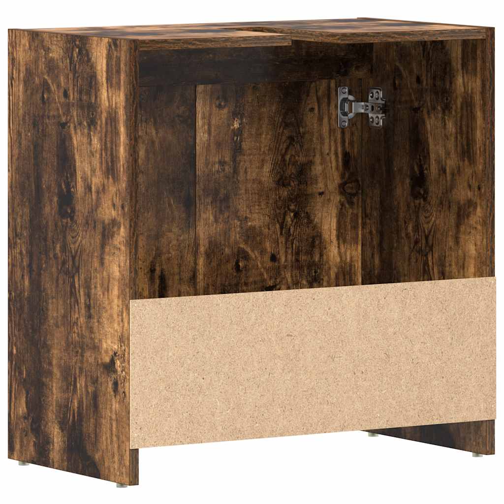 Bathroom cabinet smoked oak 60x33x61 cm made of wood material