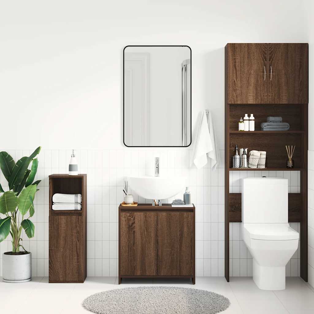 Badschrank Braun Eichen-Optik 60x33x61 cm Holzwerkstoff