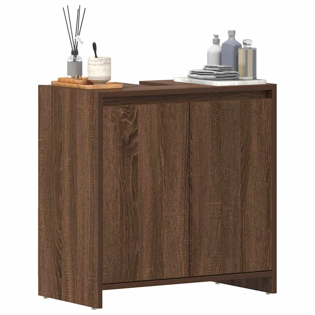 Badschrank Braun Eichen-Optik 60x33x61 cm Holzwerkstoff