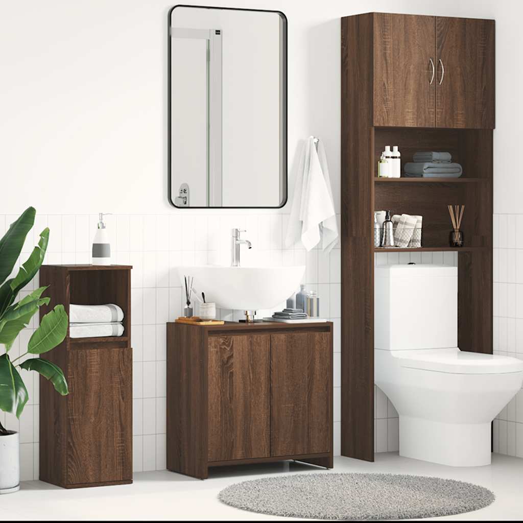 Badschrank Braun Eichen-Optik 60x33x61 cm Holzwerkstoff