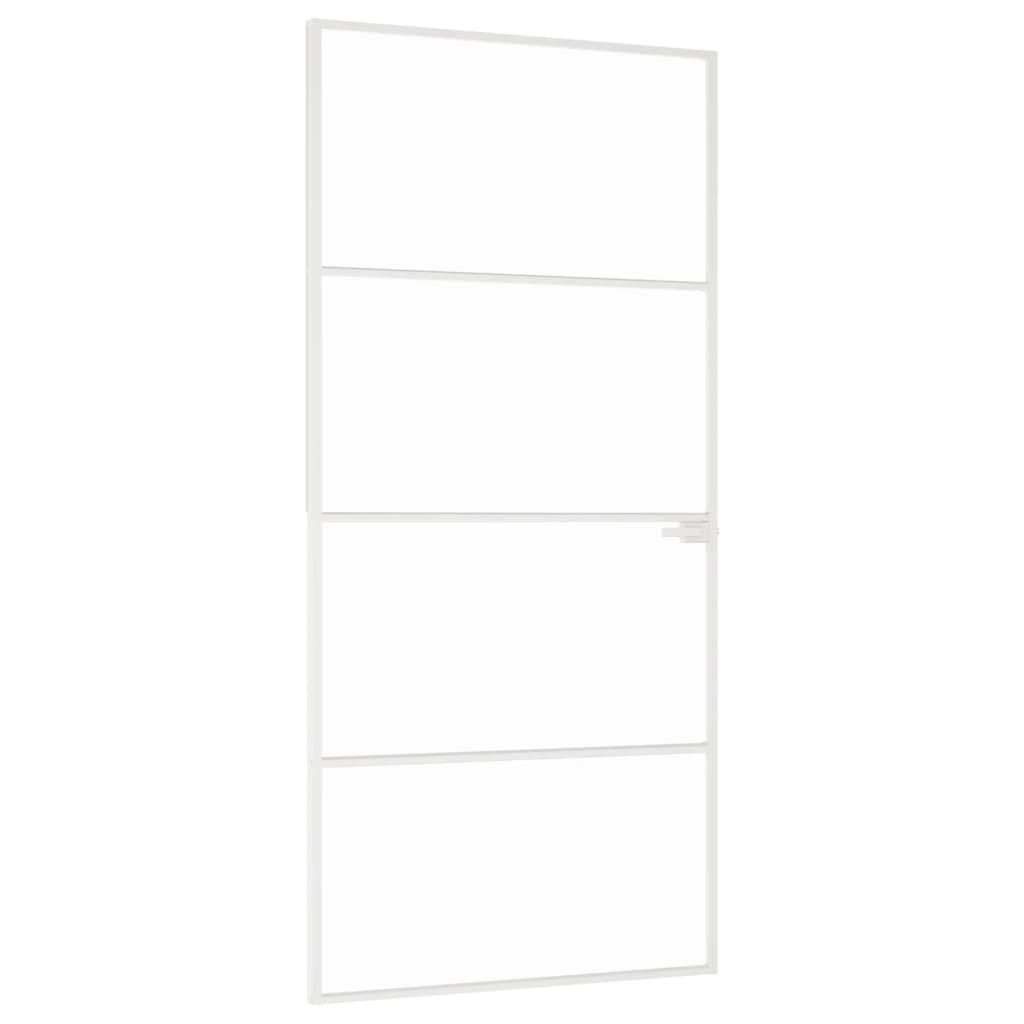 Innentür Weiß 93x201,5 cm Hartglas & Aluminium Schlank