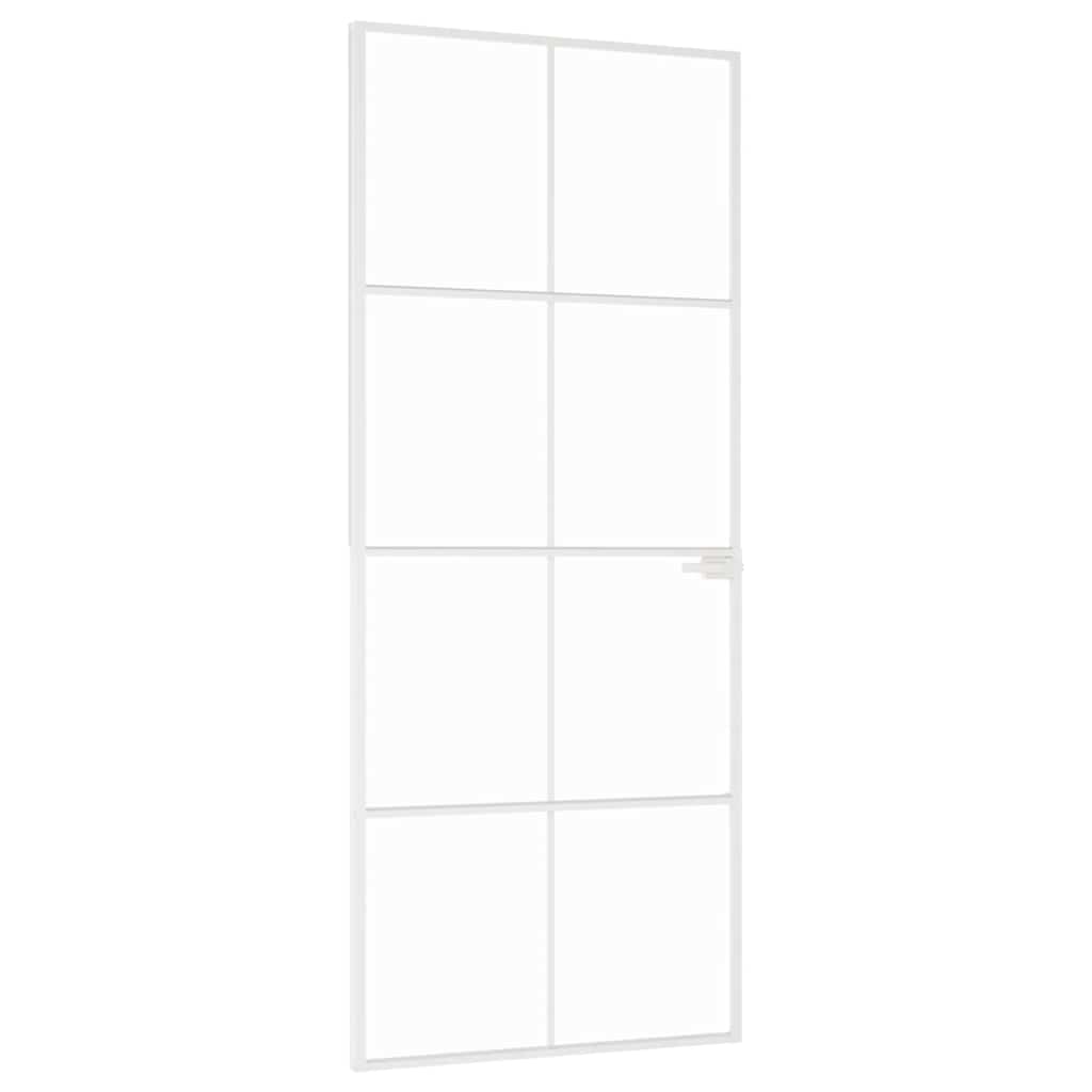 Innentür Weiß 83x201,5 cm Hartglas & Aluminium Schlank