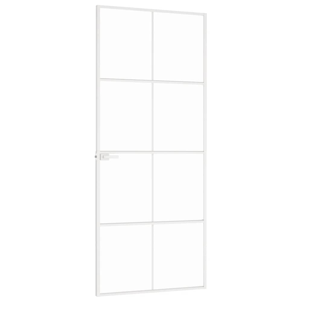 Innentür Weiß 83x201,5 cm Hartglas & Aluminium Schlank