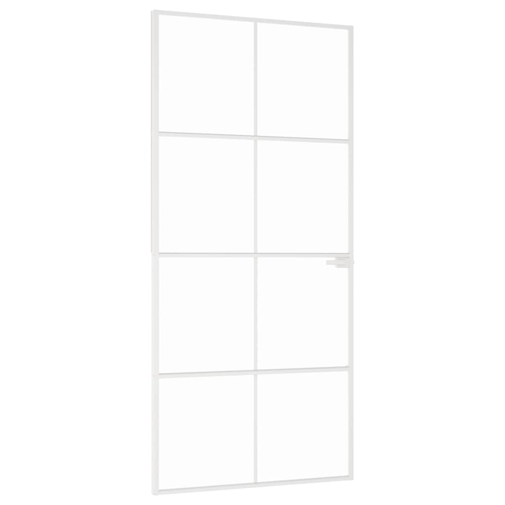 Innentür Weiß 93x201,5 cm Hartglas & Aluminium Schlank