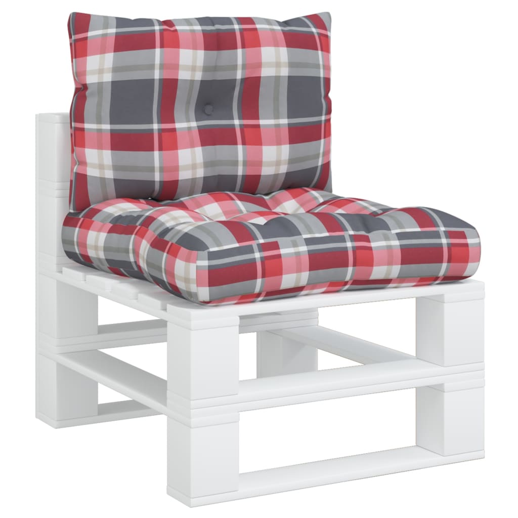 Palette cushion 2-piece red checkered fabric