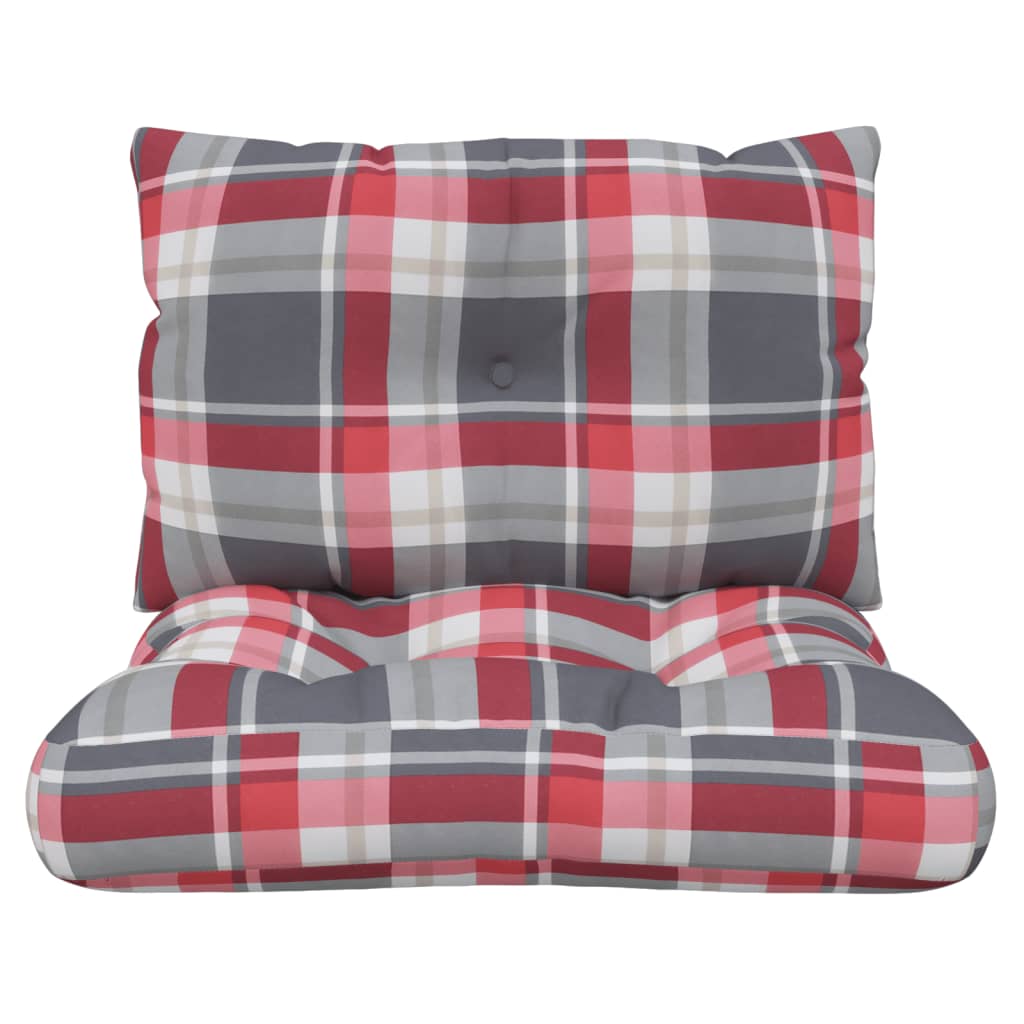Palette cushion 2-piece red checkered fabric