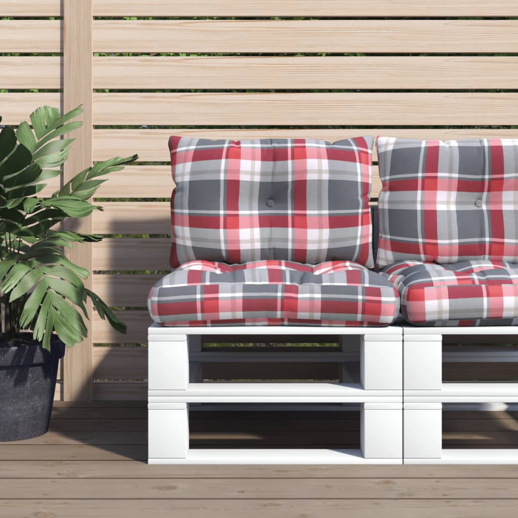Palette cushion 2-piece red checkered fabric