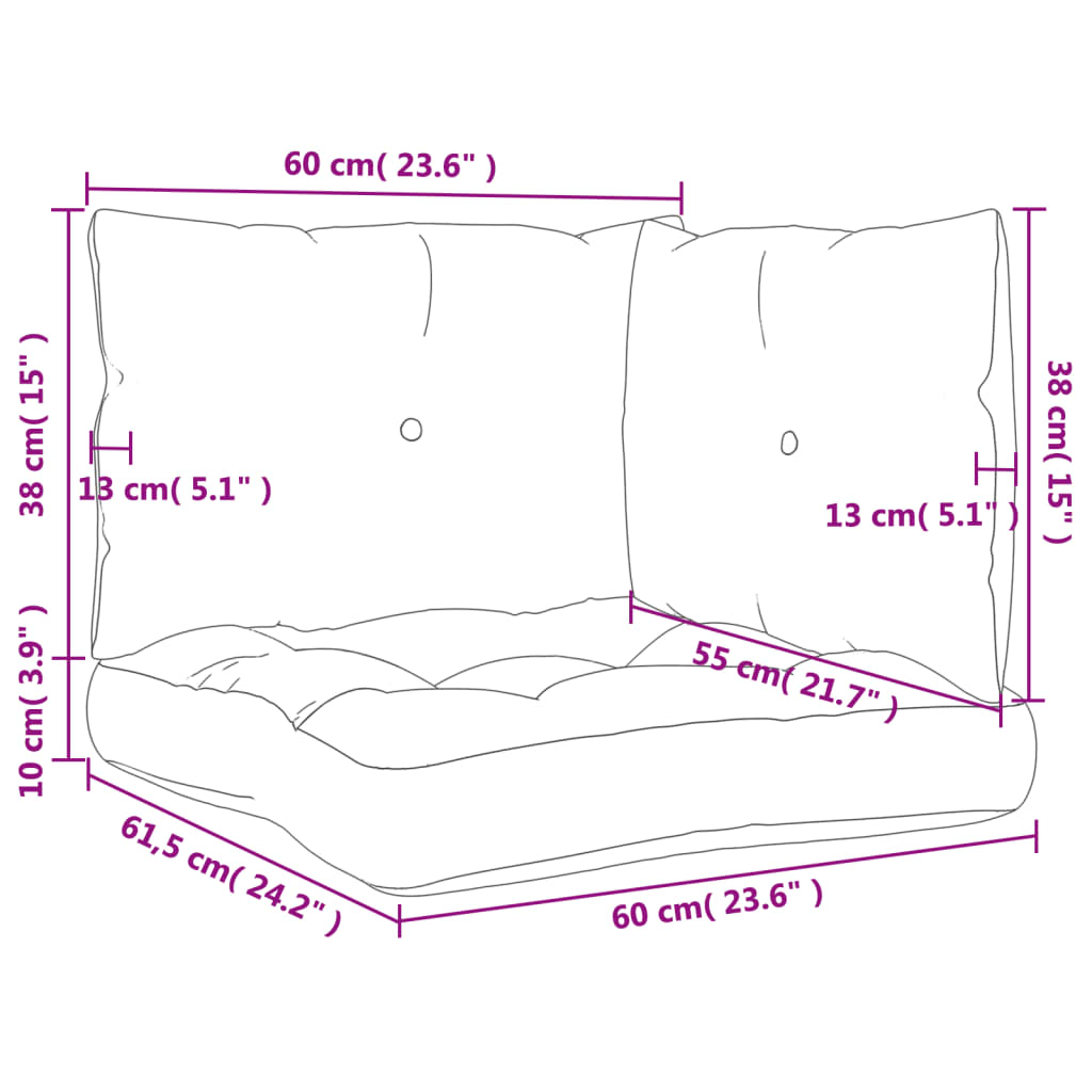 Palettenkissen 3-tlg. Taupe Stoff