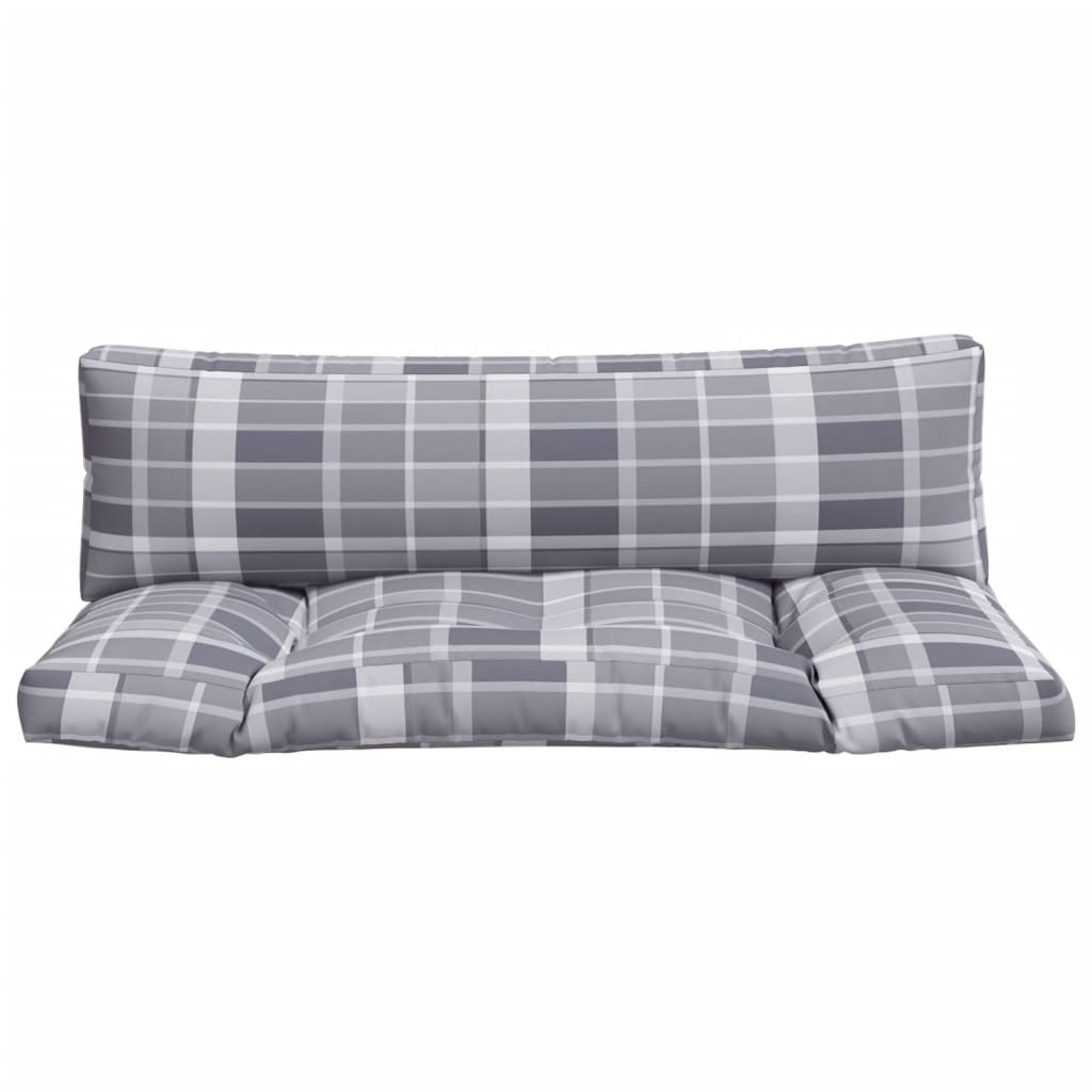 Palette cushion 2-piece gray check fabric