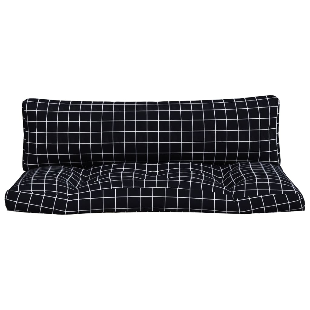 Palette cushions 2 pieces black check pattern Oxford fabric