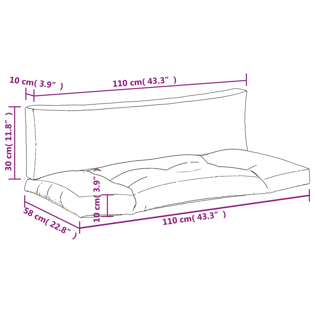 Palette cushions 2 pieces black check pattern Oxford fabric