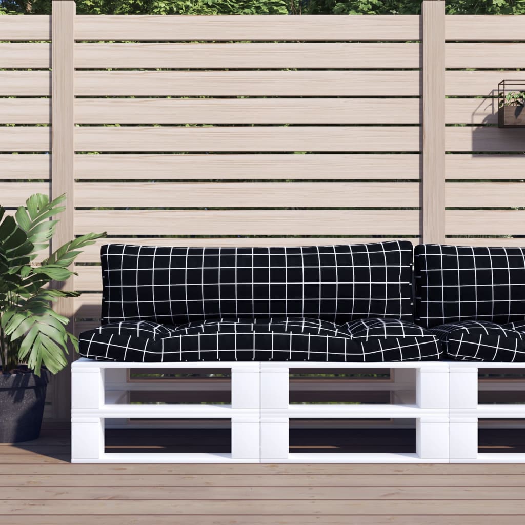 Palette cushions 2 pieces black check pattern Oxford fabric