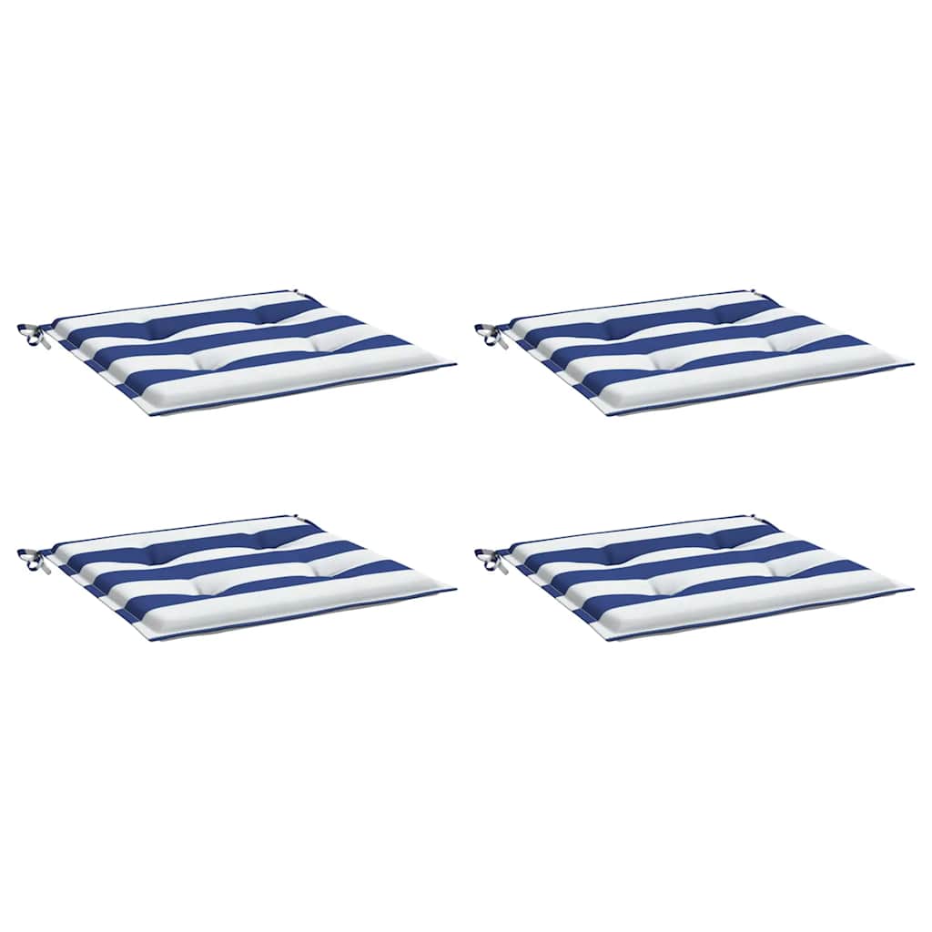 Gartenstuhl-Kissen 4 Stk. Blau & Weiß Gestreift 40x40x4cm Stoff