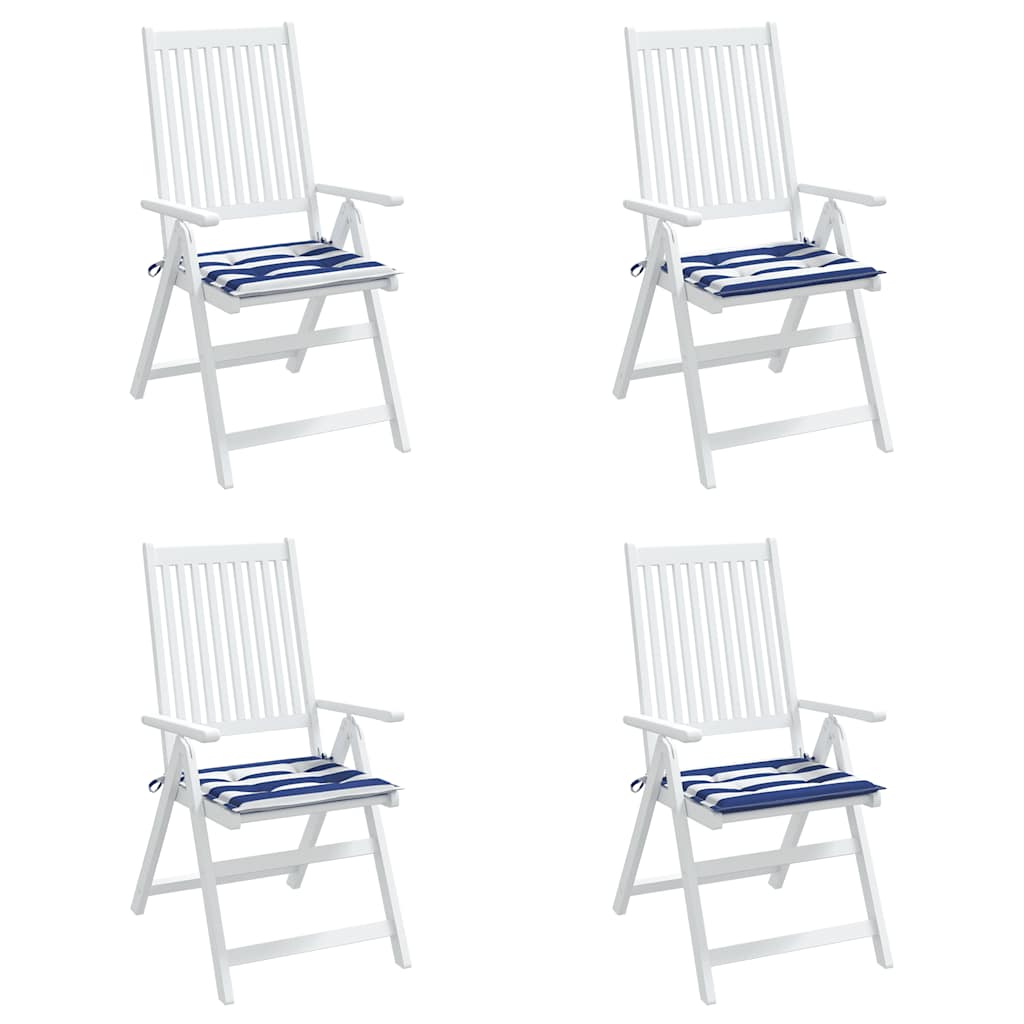 Gartenstuhl-Kissen 4 Stk. Blau & Weiß Gestreift 40x40x4cm Stoff