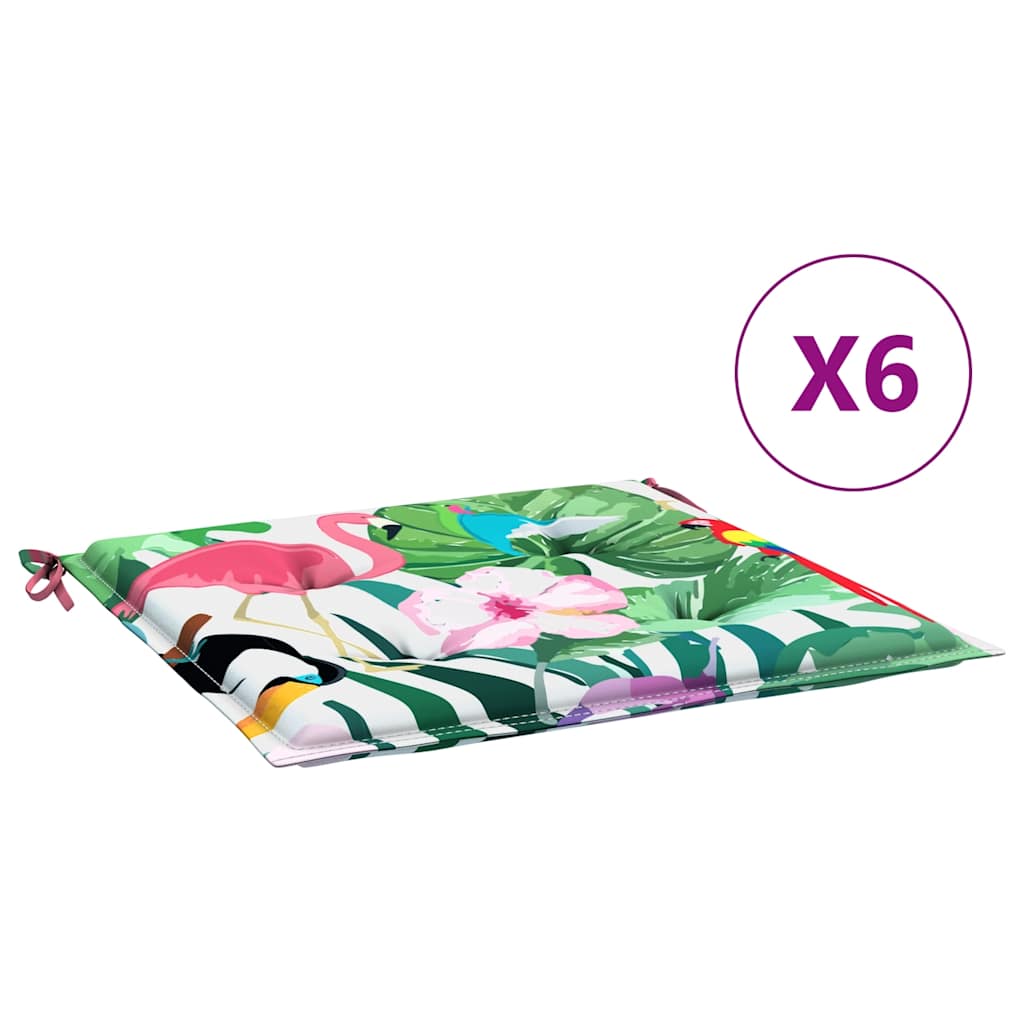 Gartenstuhl-Kissen 6 Stk. Mehrfarbig 40x40x4 cm Stoff