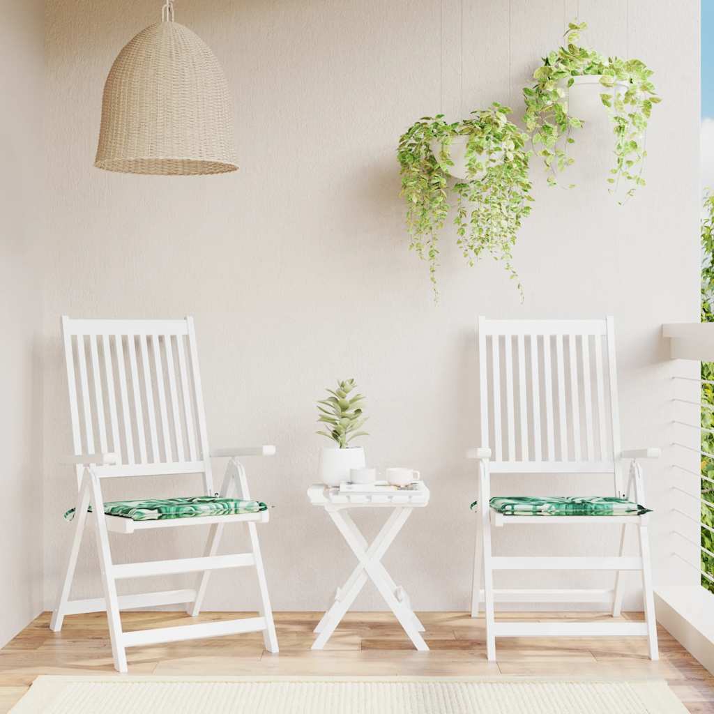 Seat cushions 2 pcs. leaf pattern 50x50x4 cm fabric
