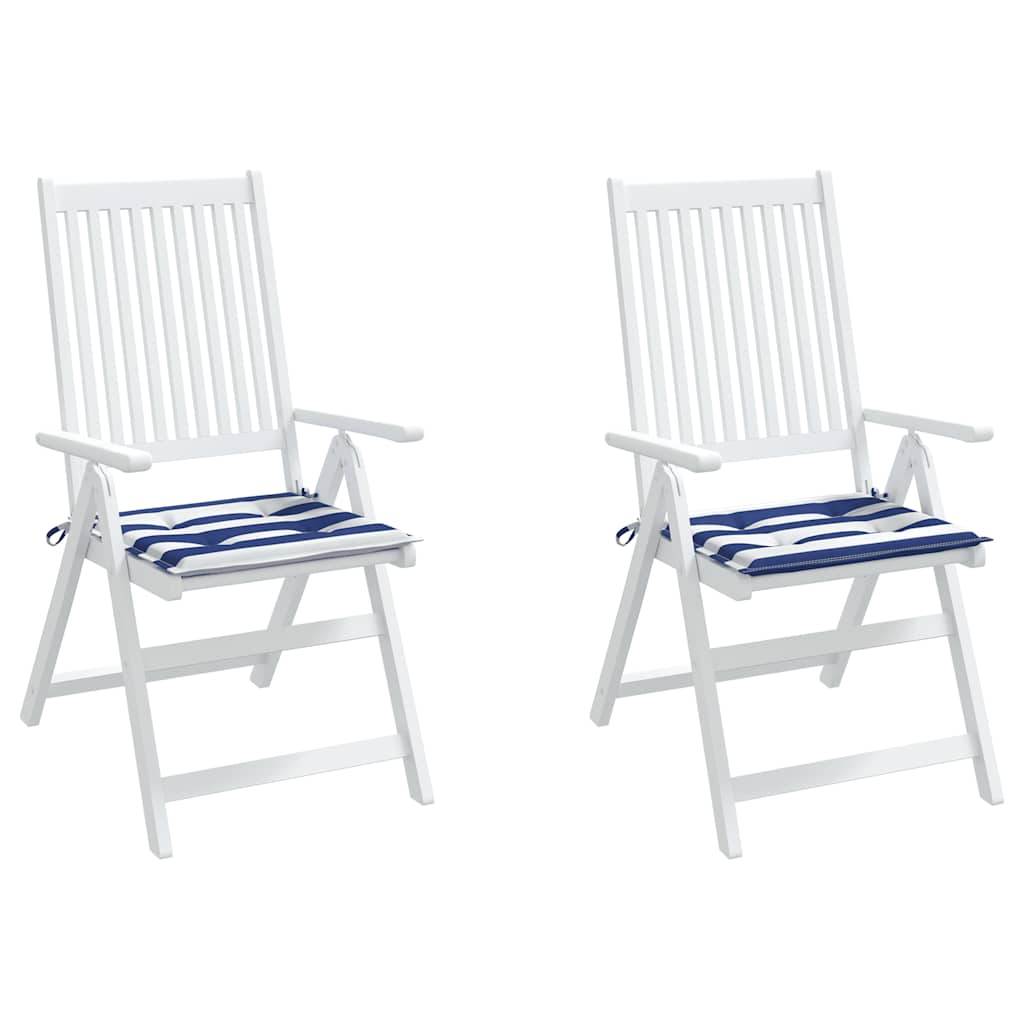 Gartenstuhl-Kissen 2 Stk. Blau & Weiß Gestreift 50x50x4cm Stoff