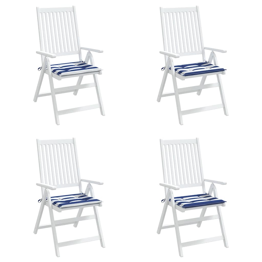 Gartenstuhl-Kissen 4 Stk. Blau & Weiß Gestreift 50x50x4cm Stoff