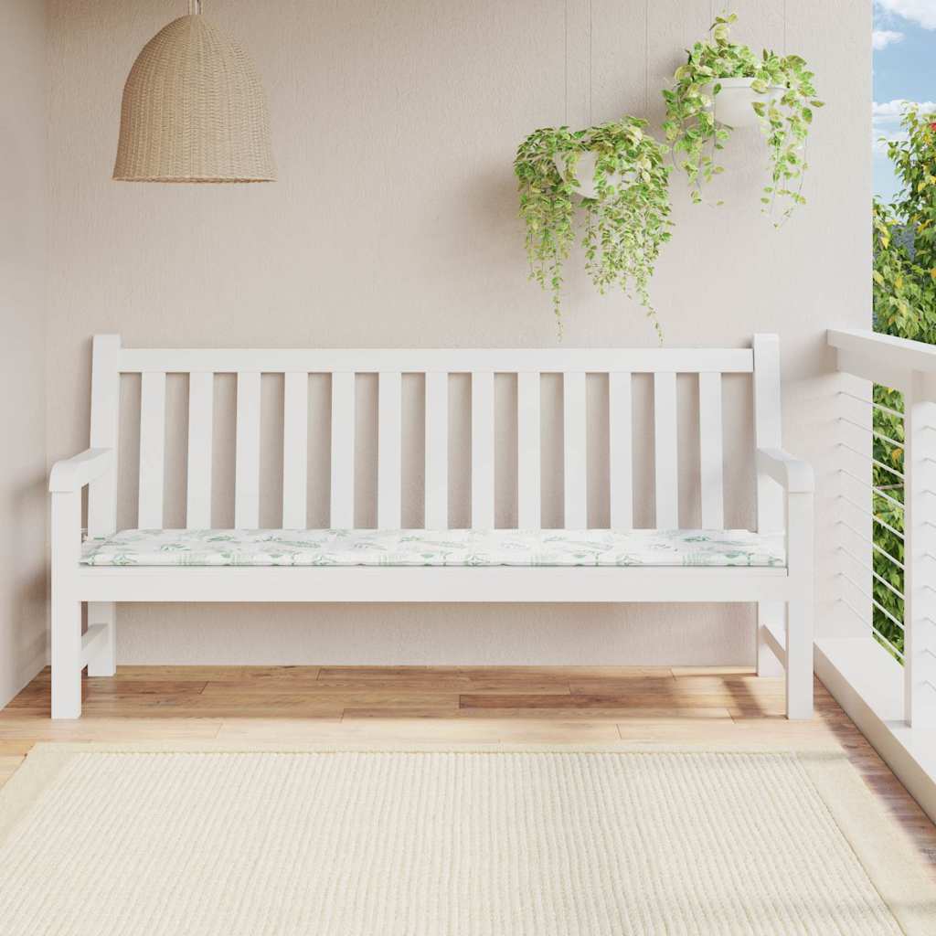 Gartenbank-Auflage Blattmuster 200x50x4 cm Stoff