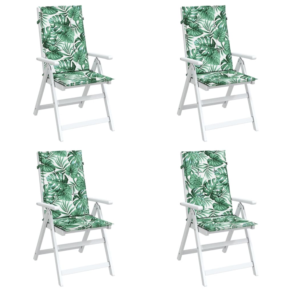 High-back cushions 4 pcs. leaf pattern fabric