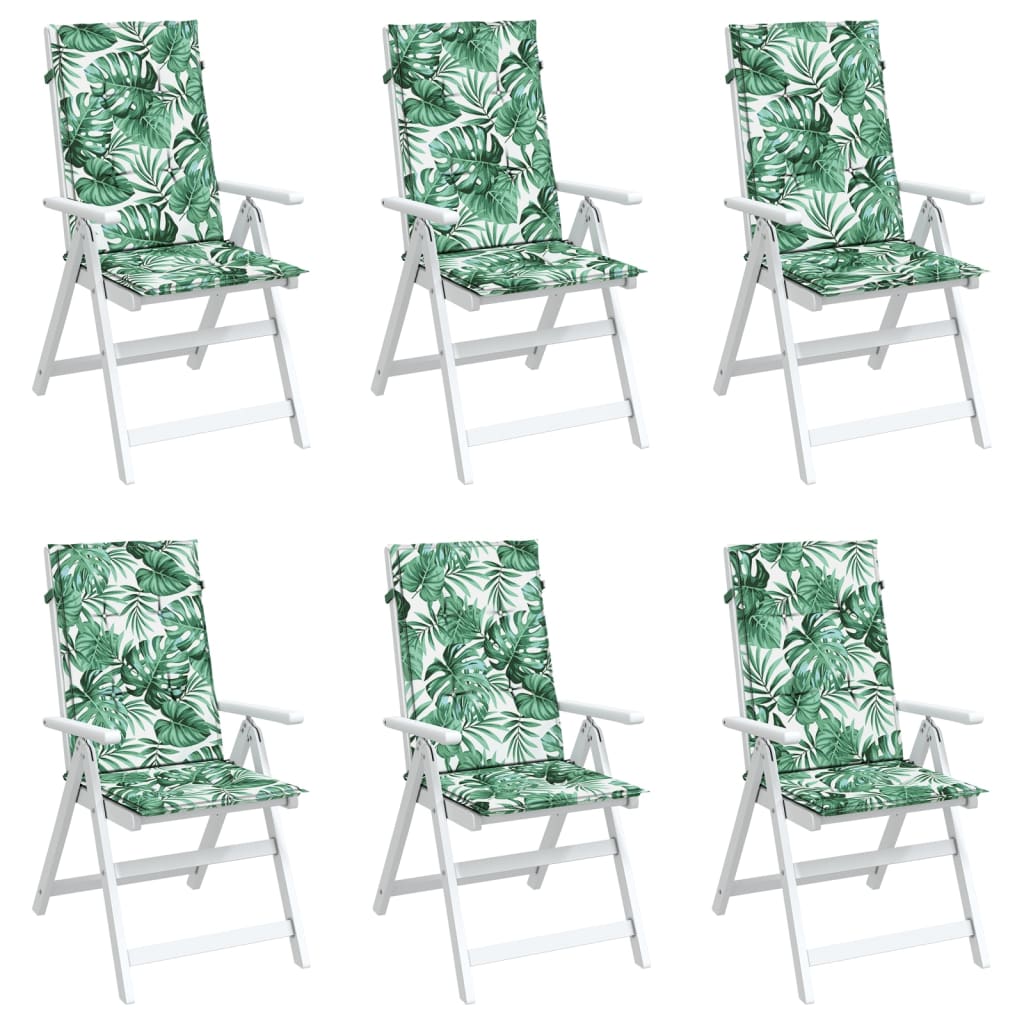 High-back cushions 6 pcs. leaf pattern fabric