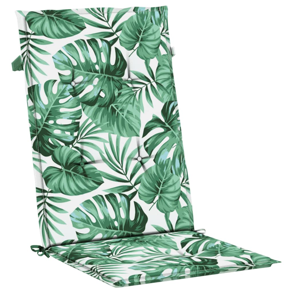 High-back cushions 6 pcs. leaf pattern fabric