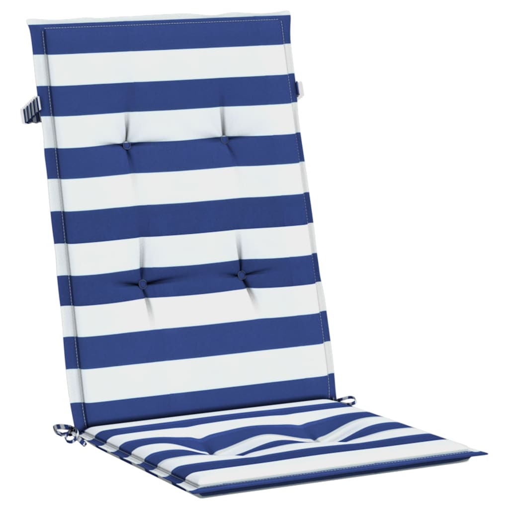 High Back Cushions 4 pcs. Blue &amp; White Striped Fabric