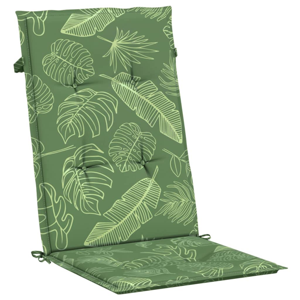 High-back cushions 4 pcs. leaf pattern fabric