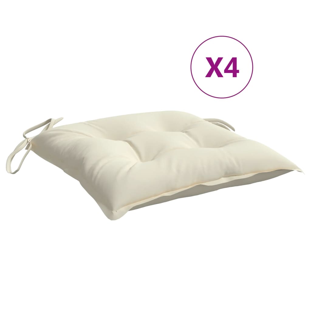 Chair cushions 4 pcs. Cream white 40x40x7 cm Oxford fabric