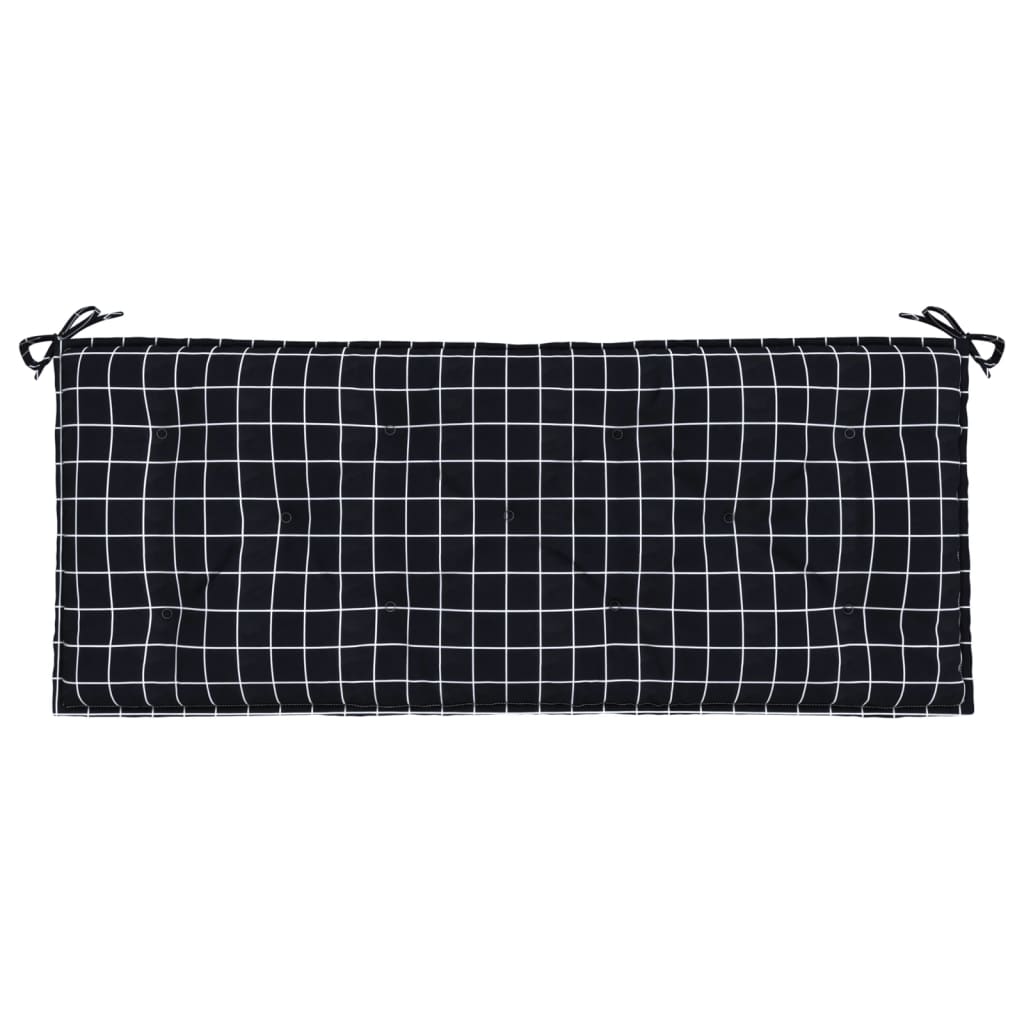 Garden Bench Cushion Black Check Pattern 120x50x7 cm Fabric