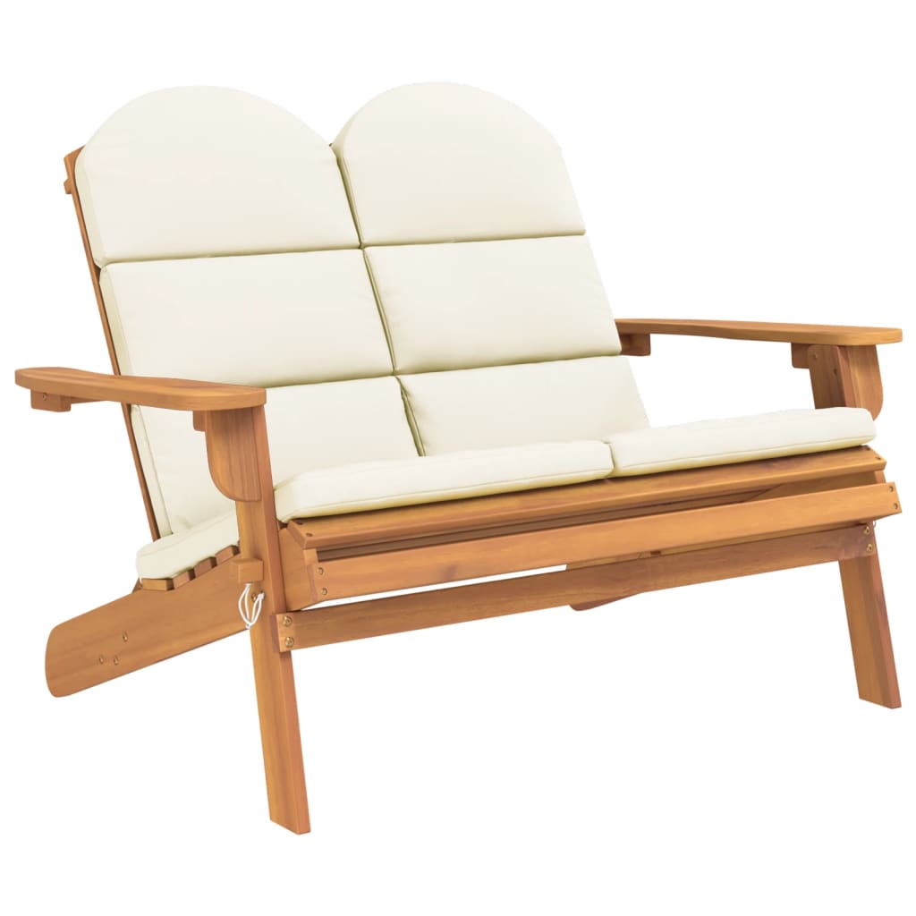 Adirondack garden bench with cushion 126 cm solid acacia wood